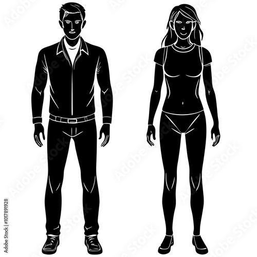 Standing people silhouettes