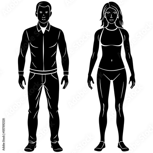 Standing people silhouettes