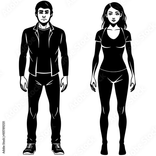 Standing people silhouettes