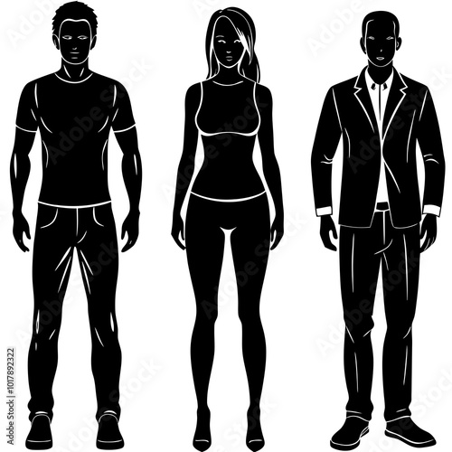 Standing people silhouettes