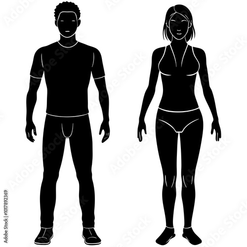Standing people silhouettes