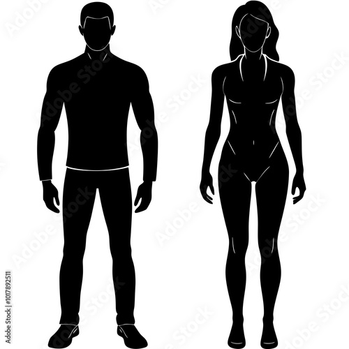 Standing people silhouettes