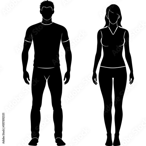 Standing people silhouettes