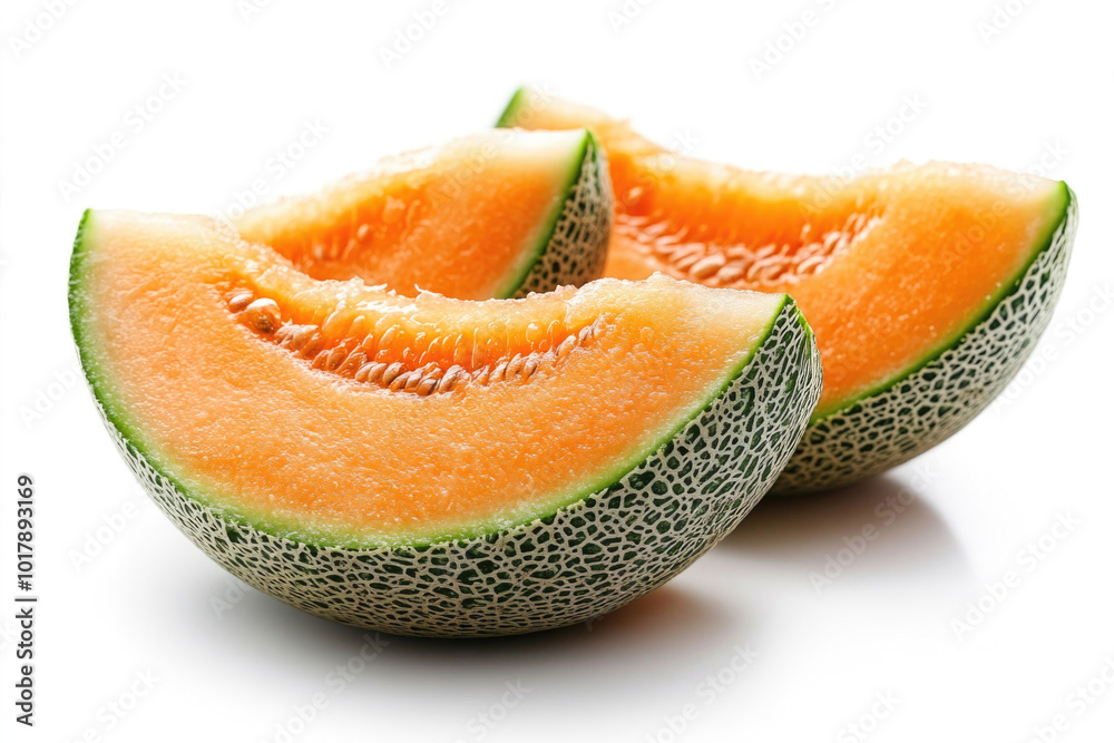 Melon slices isolated on a white background. Melon slices isolated on a white background.