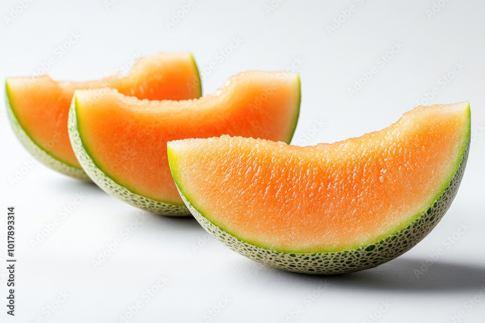 Melon slices isolated on a white background. Melon slices isolated on a white background.