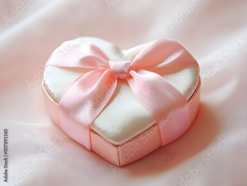 heart shaped gift box with ribbon