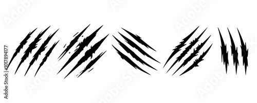 animal claw scratch mark or nail scratch logotype icon set isolated. vector eps icon set for tiger, lion, wolf, bear animal attack warning sign. danger, wilderness, danger, horror, scary concept