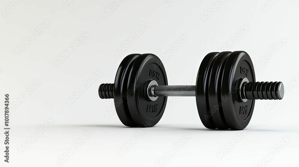 Black Dumbbell on White Background Black Dumbbell on White Background