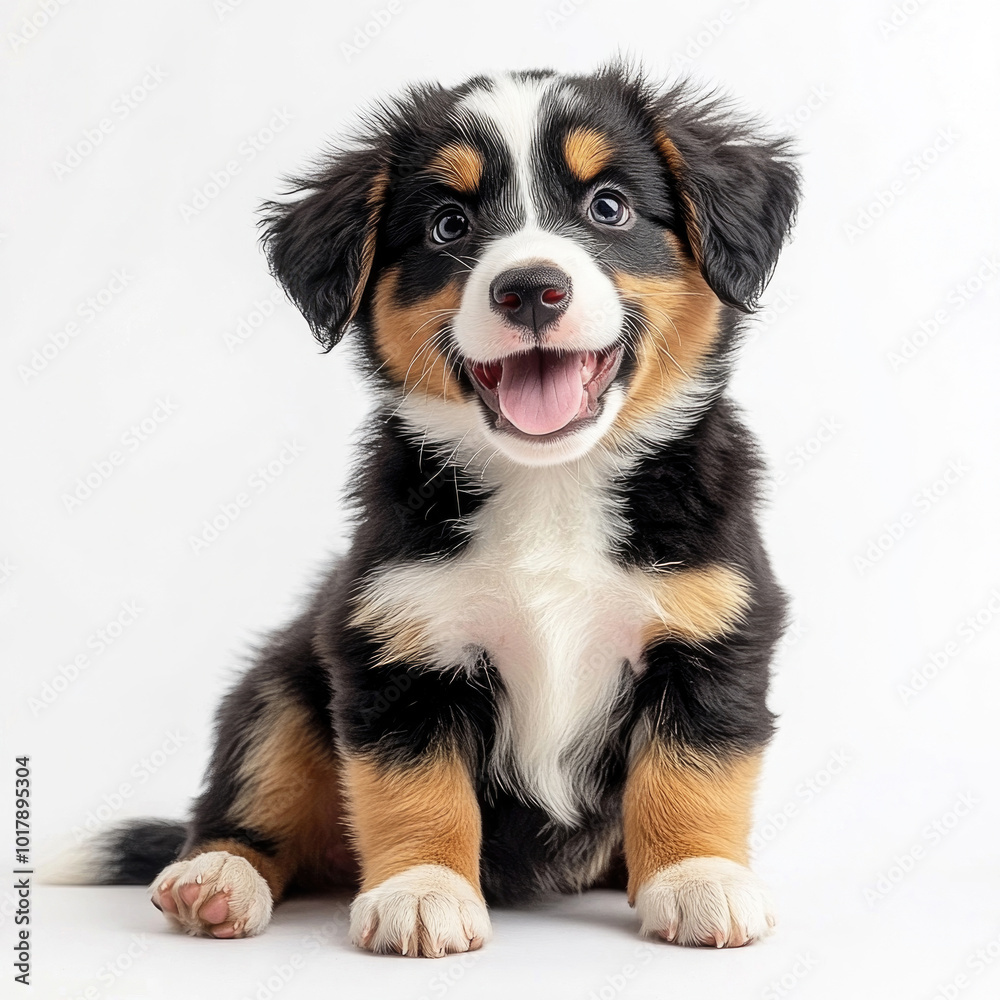 Australian Shepherd dog puppy isolated on a white background. Australian Shepherd dog puppy isolated on a white background.