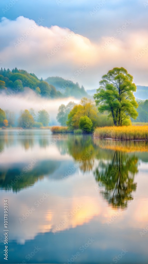 Obraz premium overcast morning landscape soft muted tones background