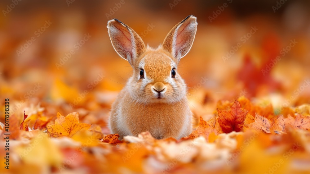 Intense Portrait of a Hare Amid Autumn Leaves Intense Portrait of a Hare Amid Autumn Leaves