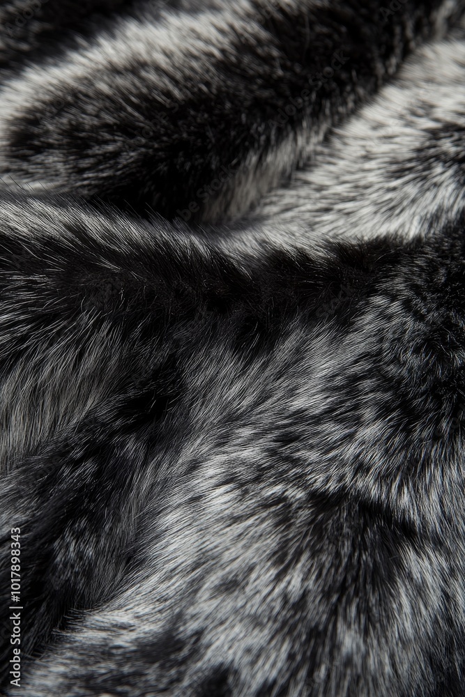 Close-Up, Full Frame Background of Black and Grey Faux Fur, Showing Texture and Pattern Close-Up, Full Frame Background of Black and Grey Faux Fur, Showing Texture and Pattern
