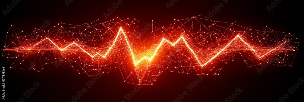 Abstract Red Digital Pulse Technology Background of Lines, Connecting Dots, and Triangles Abstract Red Digital Pulse Technology Background of Lines, Connecting Dots, and Triangles
