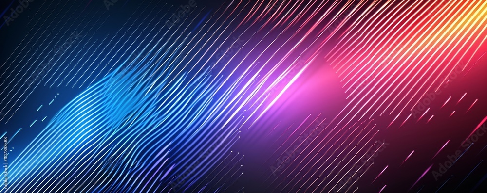 Abstract gradient mesh background with glowing geometric lines. Modern shiny diagonal rounded lines pattern. Futuristic technology concept. Suit for poster, banner, brochure, cover, Generative AI Abstract gradient mesh background with glowing geometric lines. Modern shiny diagonal rounded lines pattern. Futuristic technology concept. Suit for poster, banner, brochure, cover, Generative AI