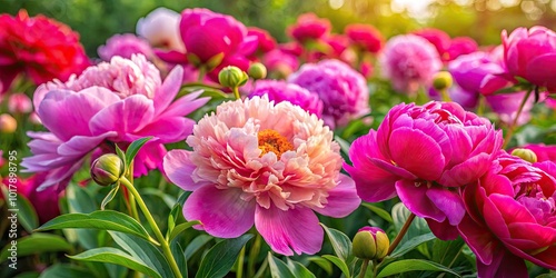 Lush and Vibrant Peonies in Full Bloom Capturing the Essence of Spring and Natural Beauty