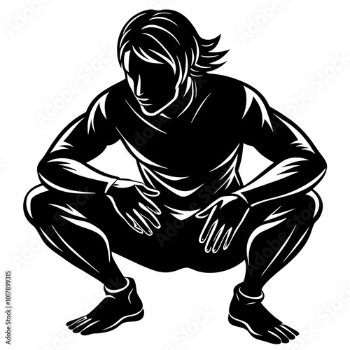 Squat pose silhouette