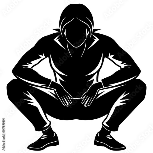 Squat pose silhouette