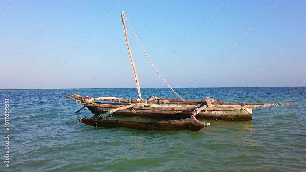 A traditional Boat at Diani Beach - Galu Beach - Kenya, Africa A traditional Boat at Diani Beach - Galu Beach - Kenya, Africa