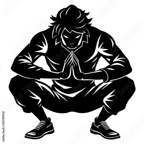 Squat pose silhouette
