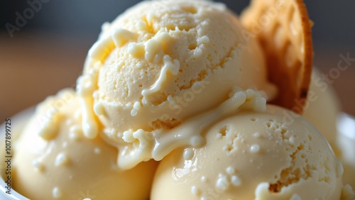 Vanilla ice cream in a bowl