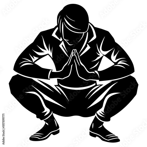 Squat pose silhouette