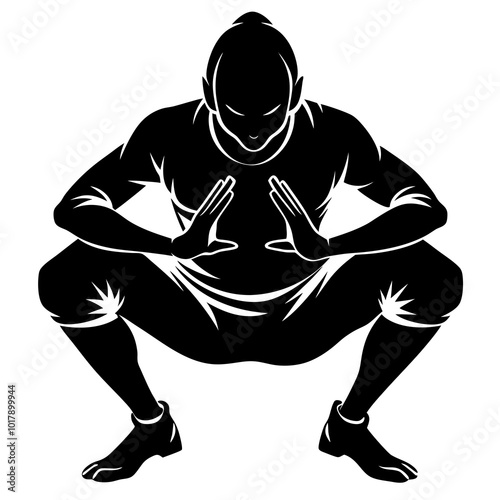 Squat pose silhouette