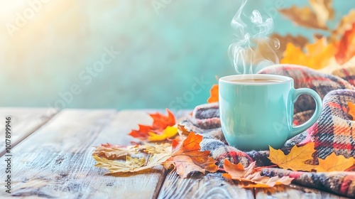 Autumn Coffee Cup and Leaves