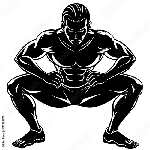 Squat pose silhouette