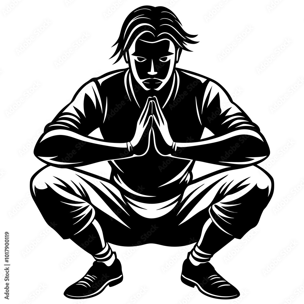 Fototapeta premium Squat pose silhouette