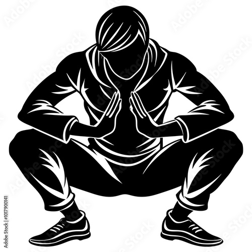 Squat pose silhouette