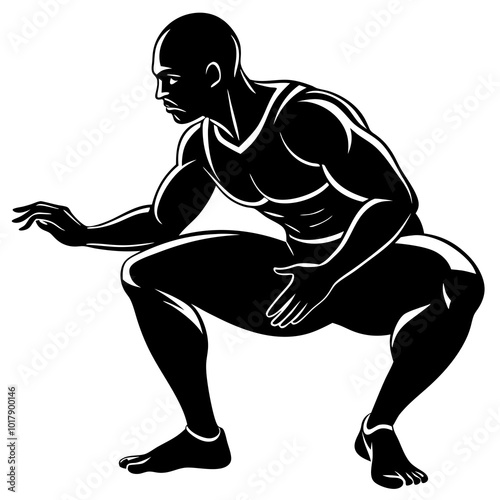 Squat pose silhouette