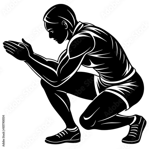 Squat pose silhouette