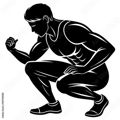 Squat pose silhouette