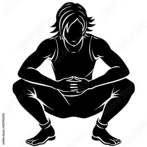 Squat pose silhouette