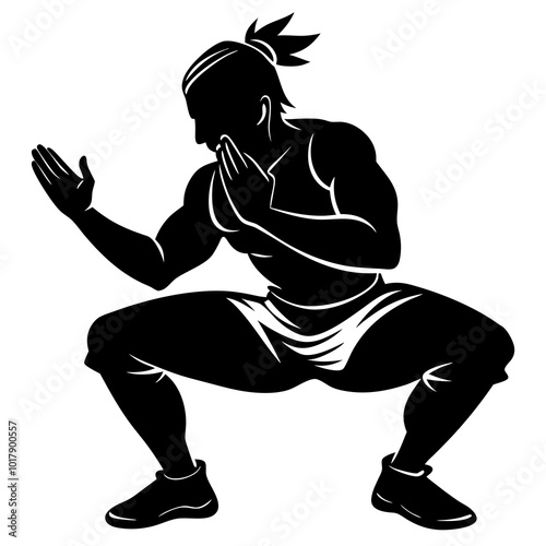 Squat pose silhouette