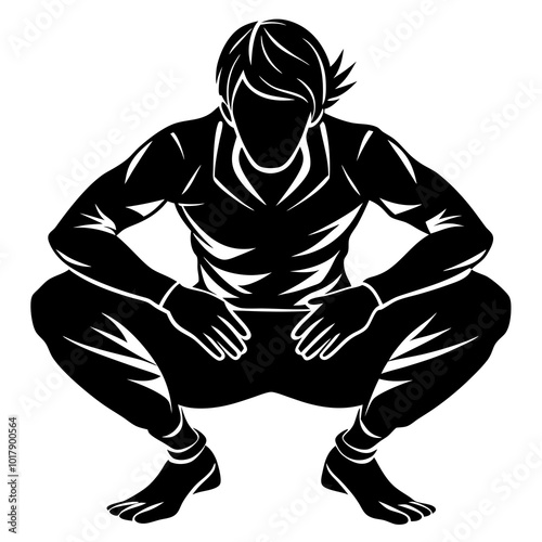 Squat pose silhouette