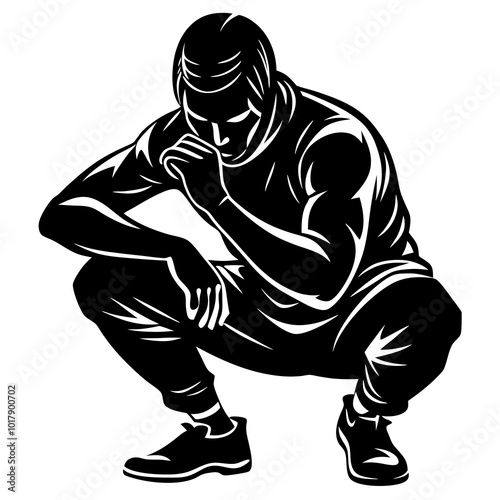 Squat pose silhouette