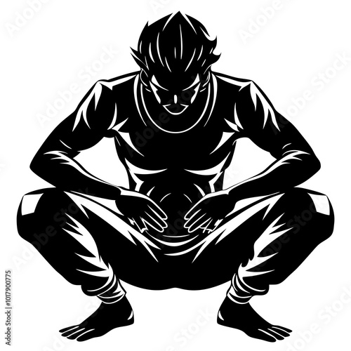 Squat pose silhouette