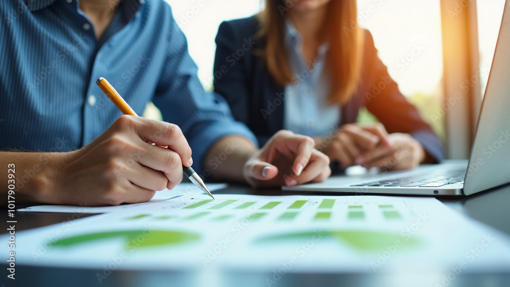 Collaborative Business Meeting: Professionals Analyzing Data Charts in Modern Office Setting for Strategic Planning Collaborative Business Meeting: Professionals Analyzing Data Charts in Modern Office Setting for Strategic Planning