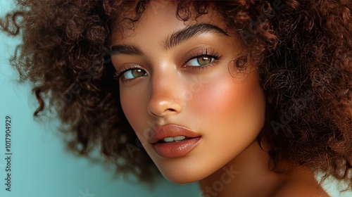 Close-up Portrait of a Woman with Curly Brown Hair