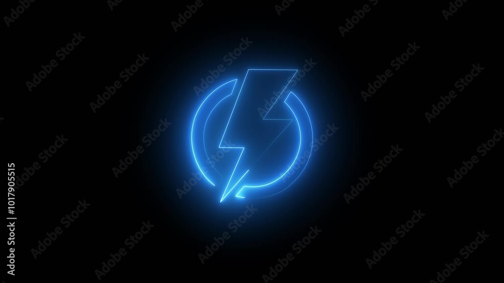 A striking neon power button animation in black background. A striking neon power button animation in black background.