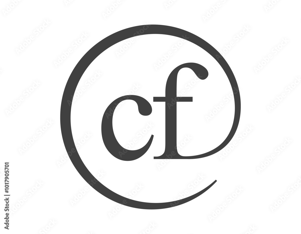 CF logo from two letter with circle shape email sign style. C and F round logotype of business company