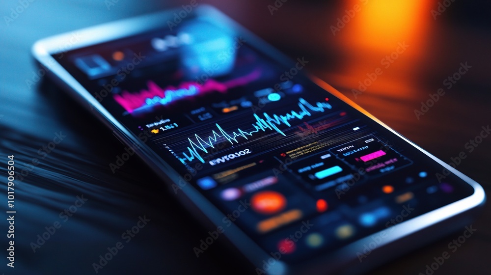 Modern Smartphone with Data Visualization Screen Modern Smartphone with Data Visualization Screen