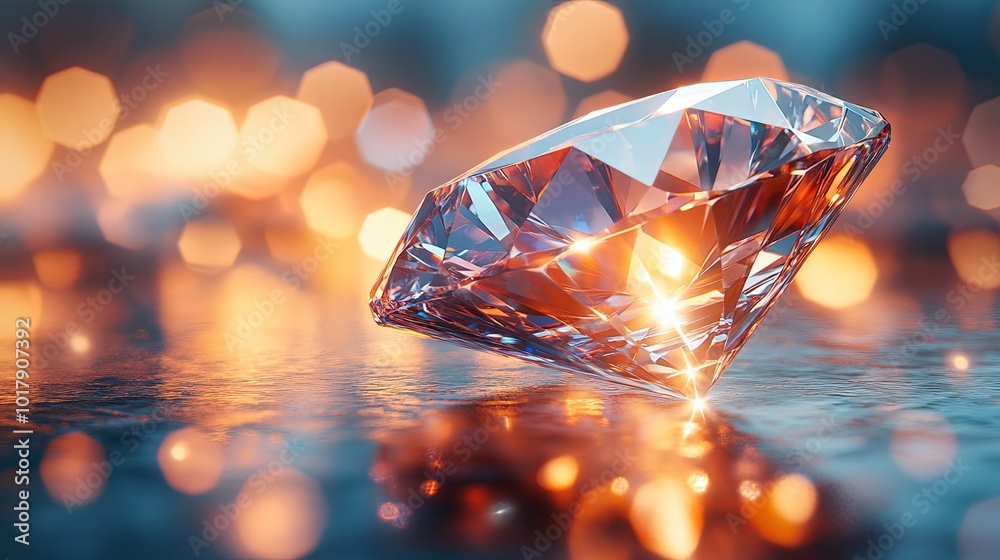 A Sparkling Diamond Reflecting Warm Lights A Sparkling Diamond Reflecting Warm Lights