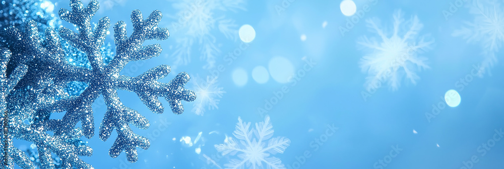 Blue christmas background or banner with snowflakes Blue christmas background or banner with snowflakes