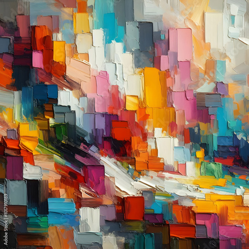 Vibrant Brushstroke Abstract Background | A dynamic, colorful abstract background filled with textured brushstrokes in a range of vibrant hues.