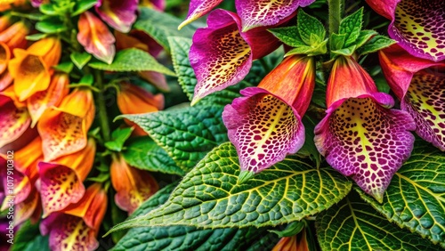Lush Green Foxglove Leaves in Natural Setting Showcasing Intricate Texture and Vibrant Color Variations