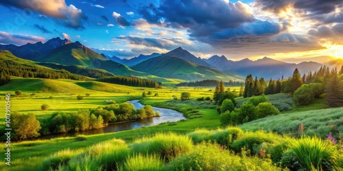 Lush Green Grass and Vibrant Plant Life Creating a Beautiful Natural Landscape for Outdoor Spaces