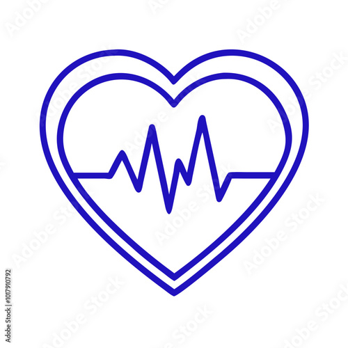 Heartbeat Icon in Minimalist Style, Blue Outline, Modern Design