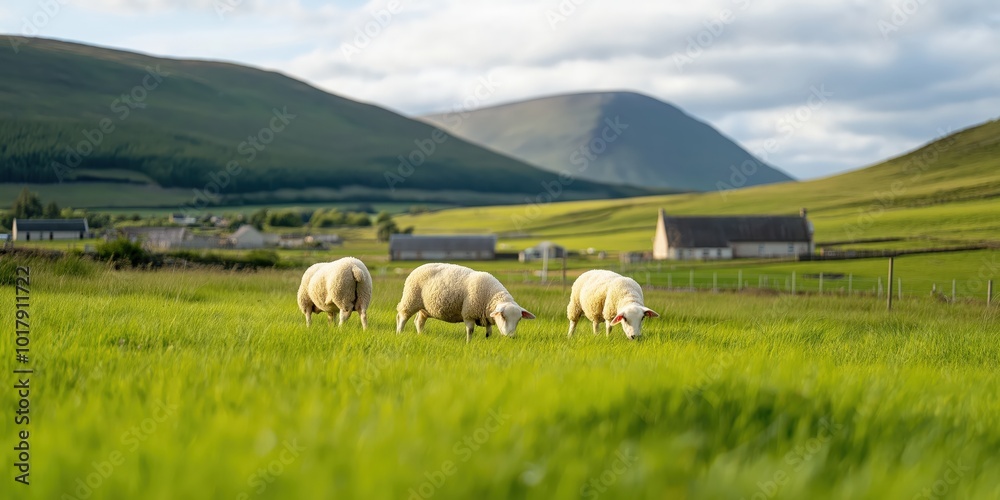 A Texel lamb farm in the Scottish Lowlands A Texel lamb farm in the Scottish Lowlands